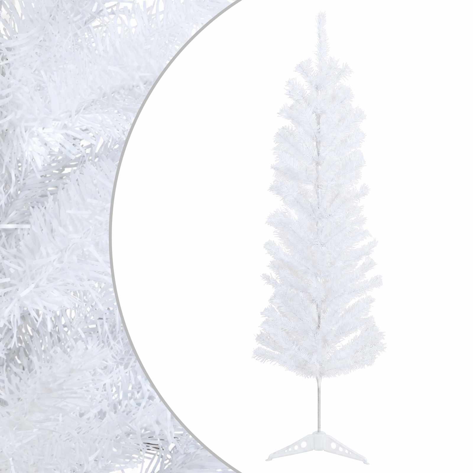 Künstlicher Schlanker Weihnachtsbaum 150 Cm Pvc Und Stahl Weiß Vidaxl