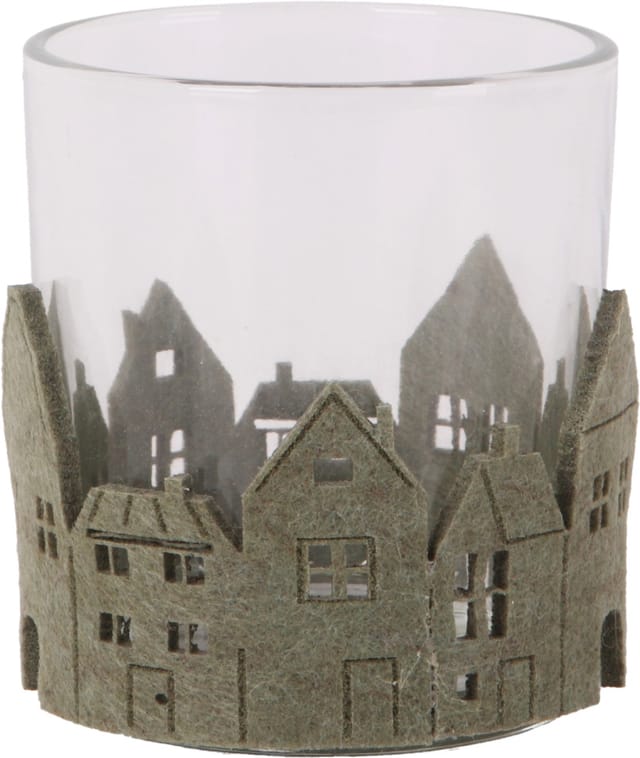 Windlicht Weihnachten Glas Ø 7 X 8 Cm Transparent Grün Windlicht