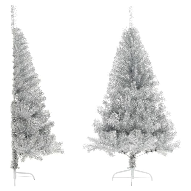 Künstlicher Halb-weihnachtsbaum Mit Ständer Silber 150 Cm Pet Vidaxl