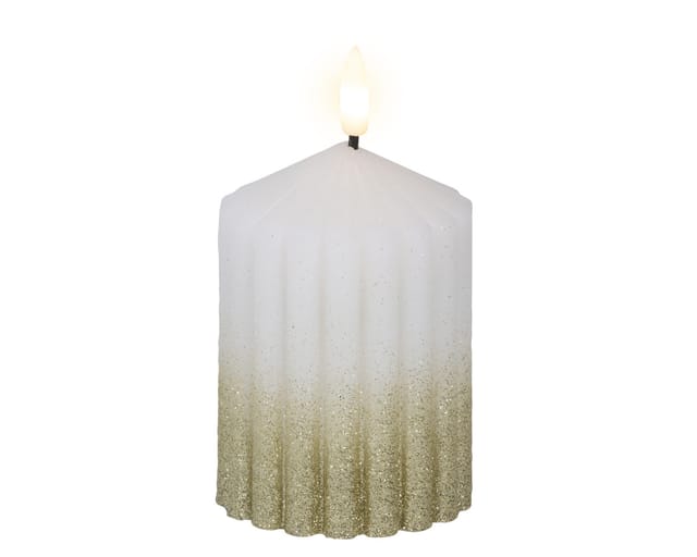 Lumineo Led Kerze Warmweiß 10 X Ø 7 Cm Batteriebetrieben Weiß/gold