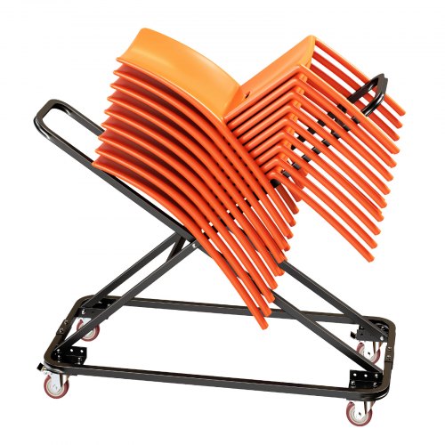 VEVOR Klappstuhlwagen für 18 Stühle Stapelbar Stuhlständer 136kg X-förmig, Stuhlkarre zur Lagerung & Transport für Veranstaltungen, Kohlenstoffstahl, Feststellbare Schwenkräder, mit Griff, Schwarz