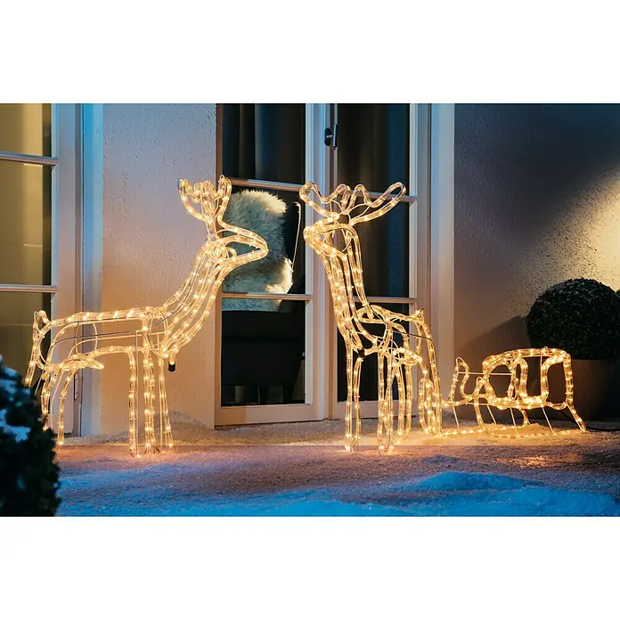Tween Light LED-Lichtschlauch Rentier mit Schlitten (Anwendungsbereich: Außen, Warmweiß)