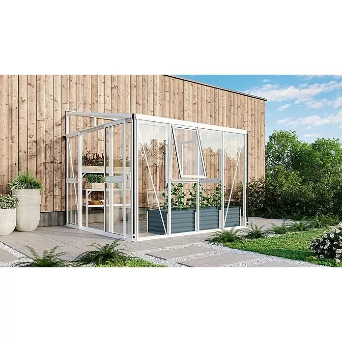 Vitavia Gewächshaus Helena 7000 Plus (Außenmaß inkl. Dachüberstand (B x T): 271 x 266 cm, 3 mm, Weiß)