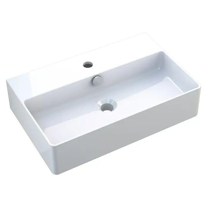 Camargue Paris Waschtisch 2.0 (B x L: 56 x 36 cm, Ohne Spezialglasur, Hahnloch: Mitte, Mit Überlauf, Weiß)