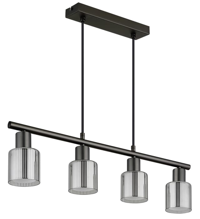 Pendelleuchte Hängelampe Deckenlampe Metall Schwarz Glas Opal Verchromt H 120 Cm