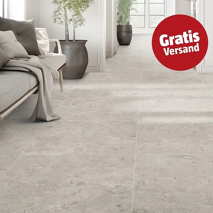 Feinsteinzeugfliese Fossil (60 x 60 cm, Kalk, Matt)