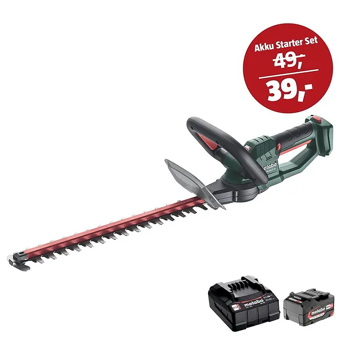 Metabo CAS 18V Maschinen-Set (Akku-Heckenschere HS 18 LTX 45 + 39€ Akku-Basis-Set)