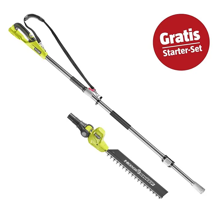 Ryobi ONE+ Maschinen-Set (Teleskop-Heckenschere RY18PHT40A-0,18V, 4 Ah Akku & 2A Ladegerät)