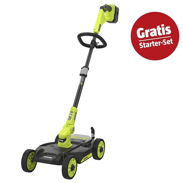 Ryobi ONE+ Maschinen-Set (Akku-Rasenmäher RY18LMC30A-0,18V, 4 Ah Akku & 2A Ladegerät)