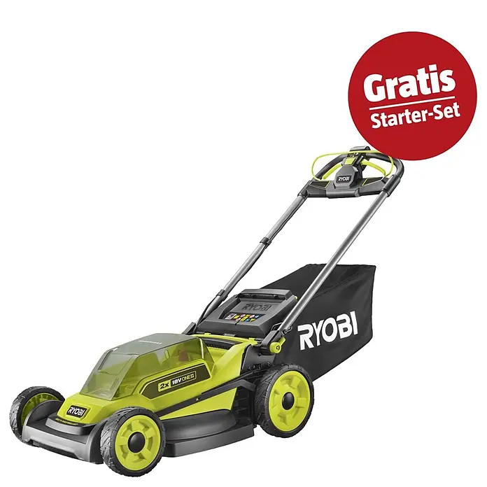 Ryobi ONE+ Maschinen-Set (Akku-Rasenmäher RY18LMXSP51A,18V, 4 Ah Akku & 2A Ladegerät)