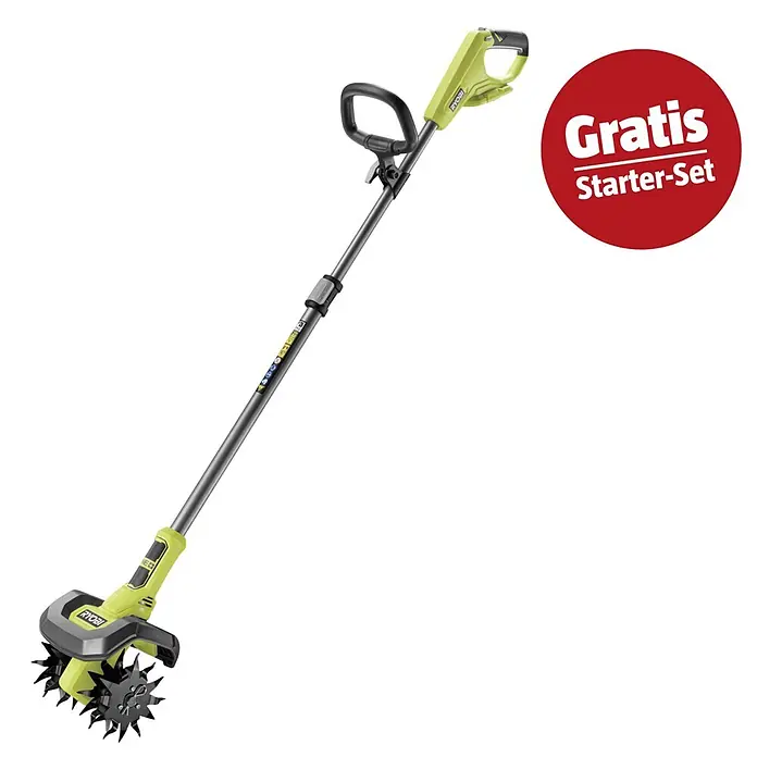 Ryobi ONE+ Maschinen-Set (Akku-Bodenhacke RY18CVA-0,18V, 4 Ah Akku & 2A Ladegerät)