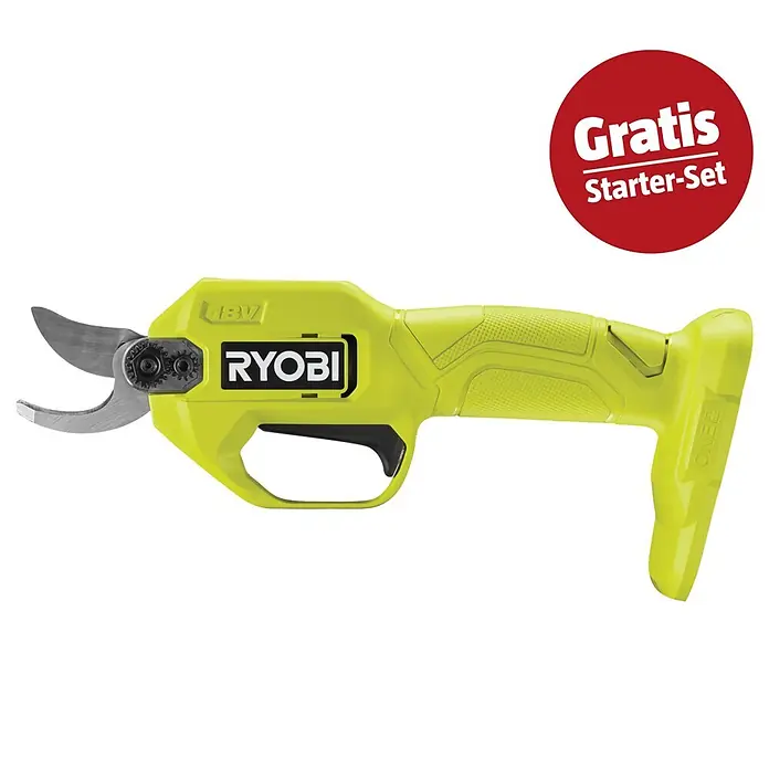 Ryobi ONE+ Maschinen-Set (Akku-Gartenschere RY18SCA-0,18V, 4 Ah Akku & 2A Ladegerät)