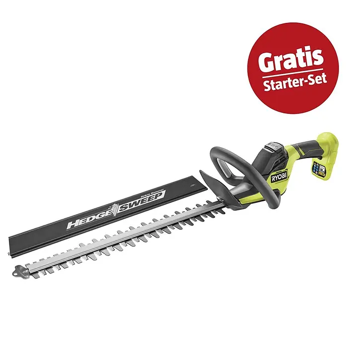 Ryobi ONE+ Maschinen-Set (Akku-Heckenschere RY18HT50A-0,18V, 4 Ah Akku & 2A Ladegerät)