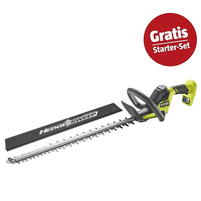 Ryobi ONE+ Maschinen-Set (Akku-Heckenschere RY18HT55A-0,18V, 4 Ah Akku & 2A Ladegerät)