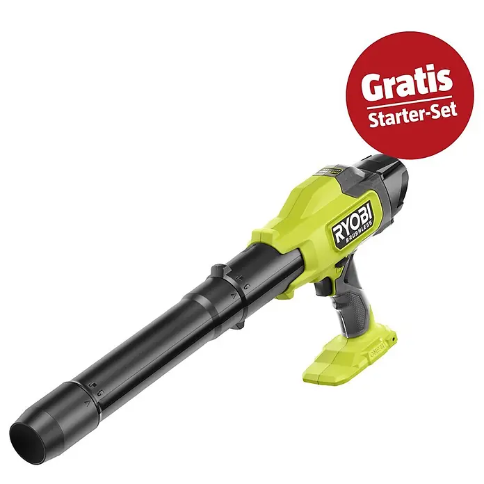 Ryobi ONE+ Maschinen-Set (Akku-Laubbläser RY18BLCXA-0,18V, 4 Ah Akku & 2A Ladegerät)
