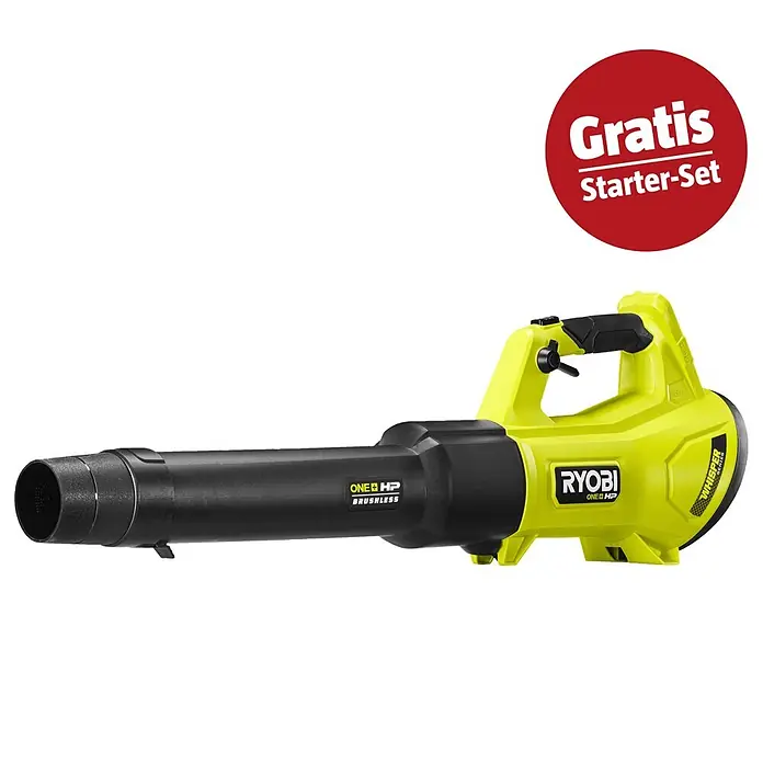 Ryobi ONE+ Maschinen-Set (Akku-Laubbläser RY18BLXD-0 Whisper,18V, 4 Ah Akku & 2A Ladegerät)