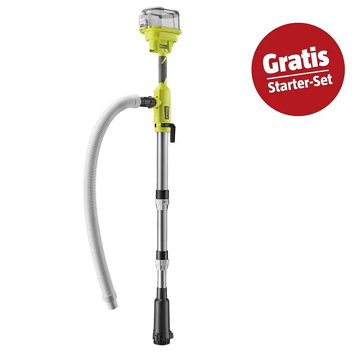 Ryobi ONE+ Maschinen-Set (Akku-Regenfasspumpe RY18STPA-0,18V, 4 Ah Akku & 2A Ladegerät)