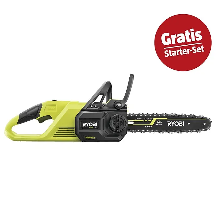 Ryobi ONE+ Maschinen-Set (Akku-Kettensäge RY18CSX30A-0,18V, 4 Ah Akku & 2A Ladegerät)
