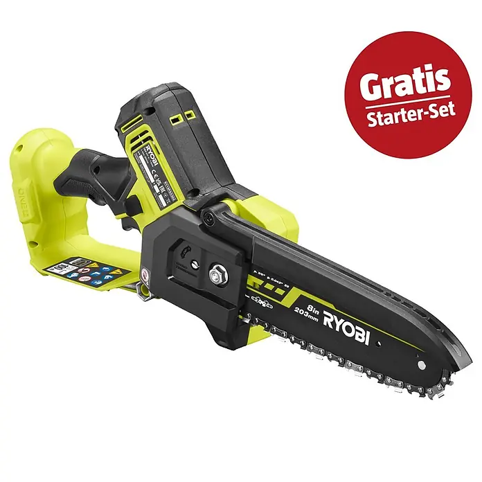 Ryobi ONE+ Maschinen-Set (Akku-Astsäge RY18PSX20A-0,18V, 4 Ah Akku & 2A Ladegerät)