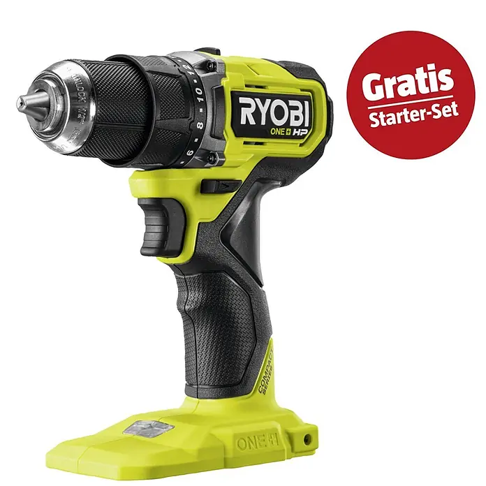 Ryobi ONE+HP Maschinen-Set (Akku-Bohrschrauber RDD18C1-0 C + gratis Starter-Kit)