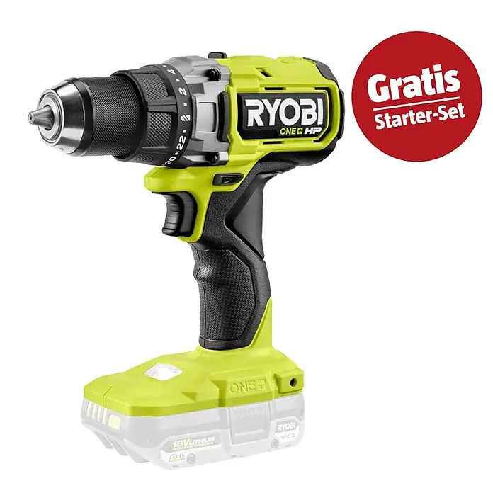 Ryobi ONE+HP Maschinen-Set (Akku-Bohrschrauber RDD18X1-0 + gratis Starter-Kit)