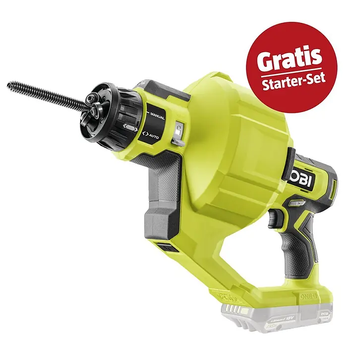 Ryobi ONE+ Maschinen-Set (Akku-Rohrreinigungsgerät RDA18-0 + gratis Starter-Kit)
