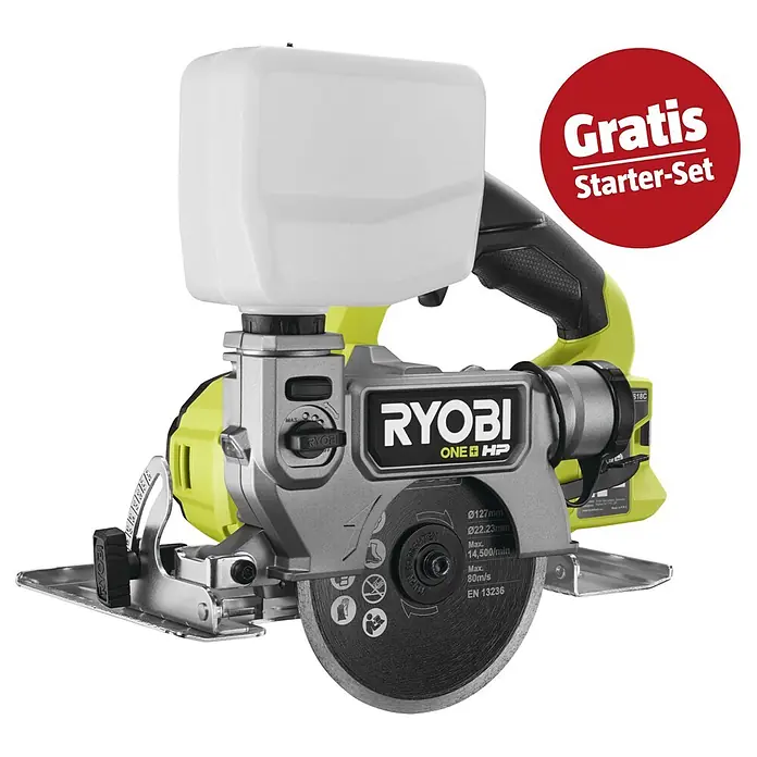 Ryobi ONE+ Maschinen-Set (Akku-Fliesenschneider RTS18C-0 + gratis Starter-Kit)