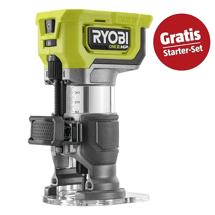Ryobi ONE+HP Maschinen-Set (Akku-Kantenfräser RTR18C-0 + gratis Starter-Kit)