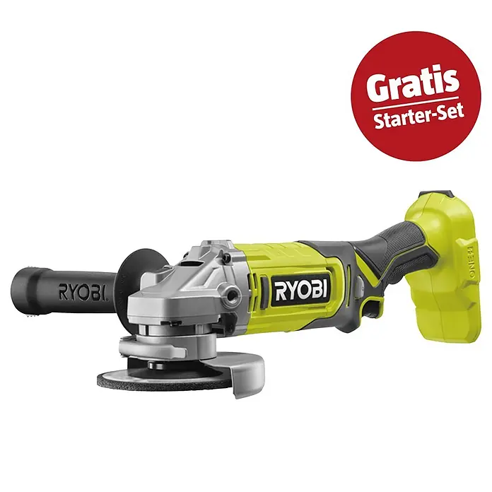 Ryobi ONE+ Maschinen-Set (Akku-Winkelschleifer RAG18125-1C40S + gratis Starter-Kit)