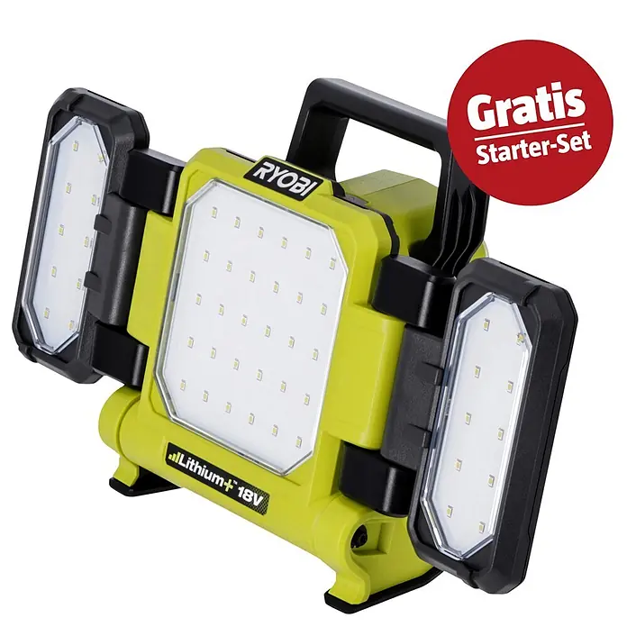 Ryobi ONE+ Maschinen-Set (LED-Akkustrahler RLP18-0 + gratis Starter-Kit)