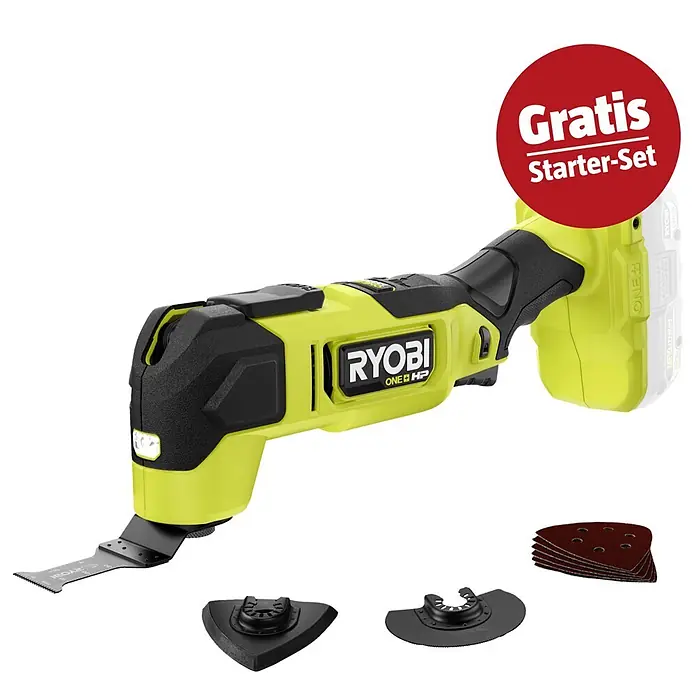 Ryobi ONE+HP Maschinen-Set (Akku-Multifunktionswerkzeug RMT18X-0 + gratis Starter-Kit)