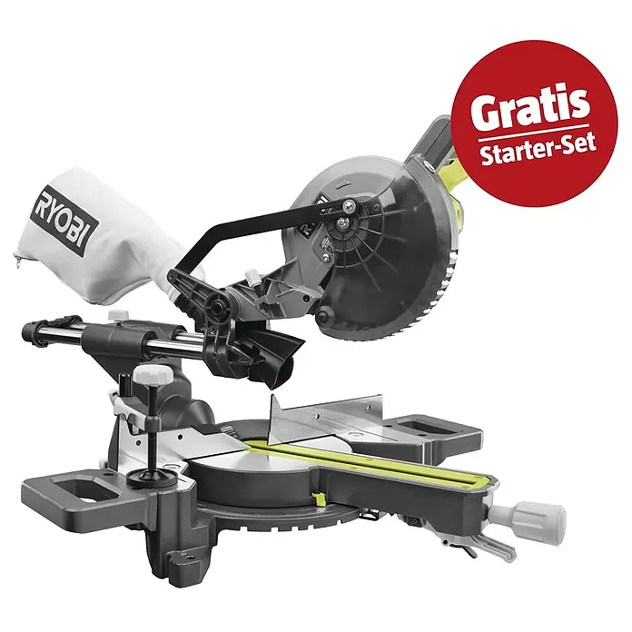 Ryobi ONE+ Maschinen-Set (Akku-Kapp- & Gehrungssäge RMS18190-0 + gratis Starter-Kit)