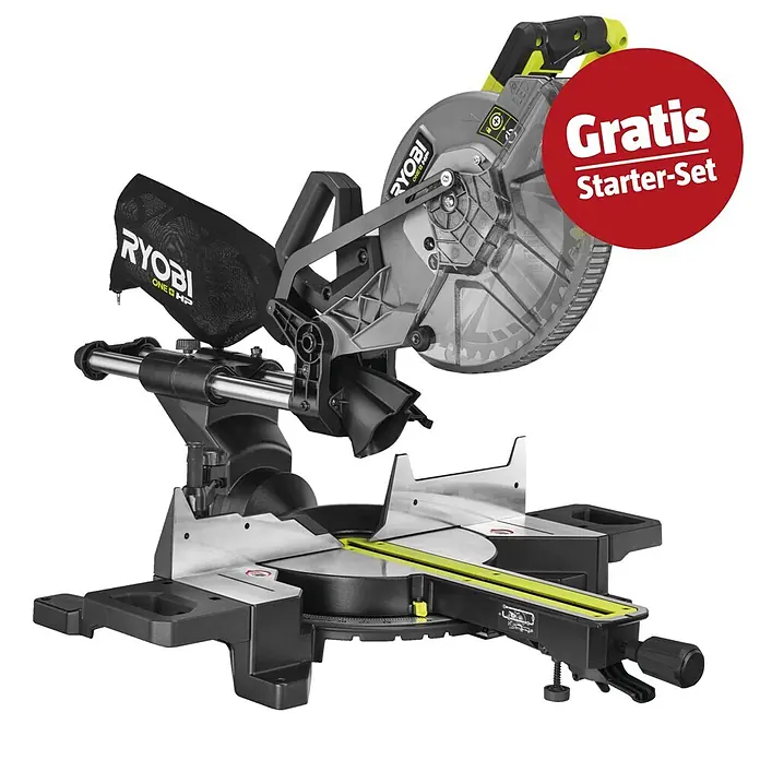 Ryobi ONE+HP Maschinen-Set (Akku-Kapp- & Gehrungssäge RMS25418X-0 + gratis Starter-Kit)