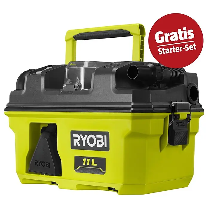 Ryobi ONE+ Maschinen-Set (Akku-Nass-Trockensauger RV1811-0 + gratis Starter-Kit)