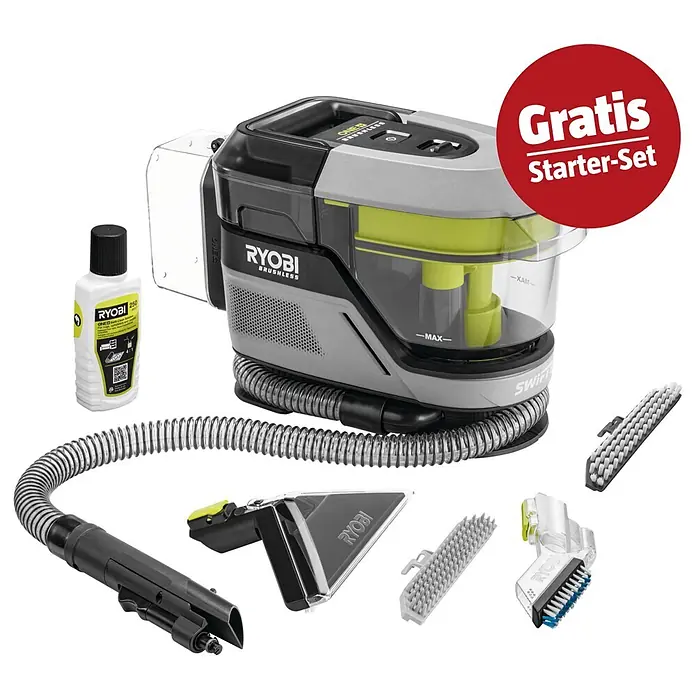 Ryobi ONE+ Maschinen-Set (Akku-Waschsauger Pro RDC18BL-0 + gratis Starter-Kit)