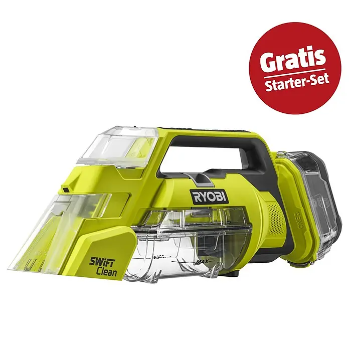 Ryobi ONE+ Maschinen-Set (Akku-Nass-Trockensauger RDC18-0 + gratis Starter-Kit)