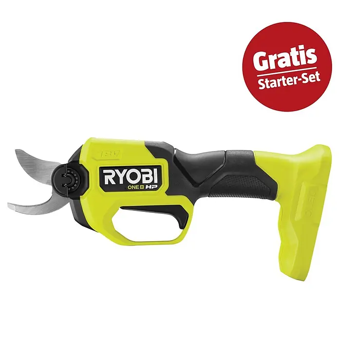 Ryobi ONE+ Maschinen-Set (Akku-Gartenschere RY18SCXA-0,18V, 4 Ah Akku & 2A Ladegerät)