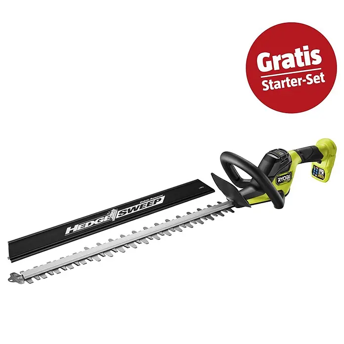 Ryobi ONE+ Maschinen-Set (Akku-Heckenschere RY18HTX60A-0,18V, 4 Ah Akku & 2A Ladegerät)