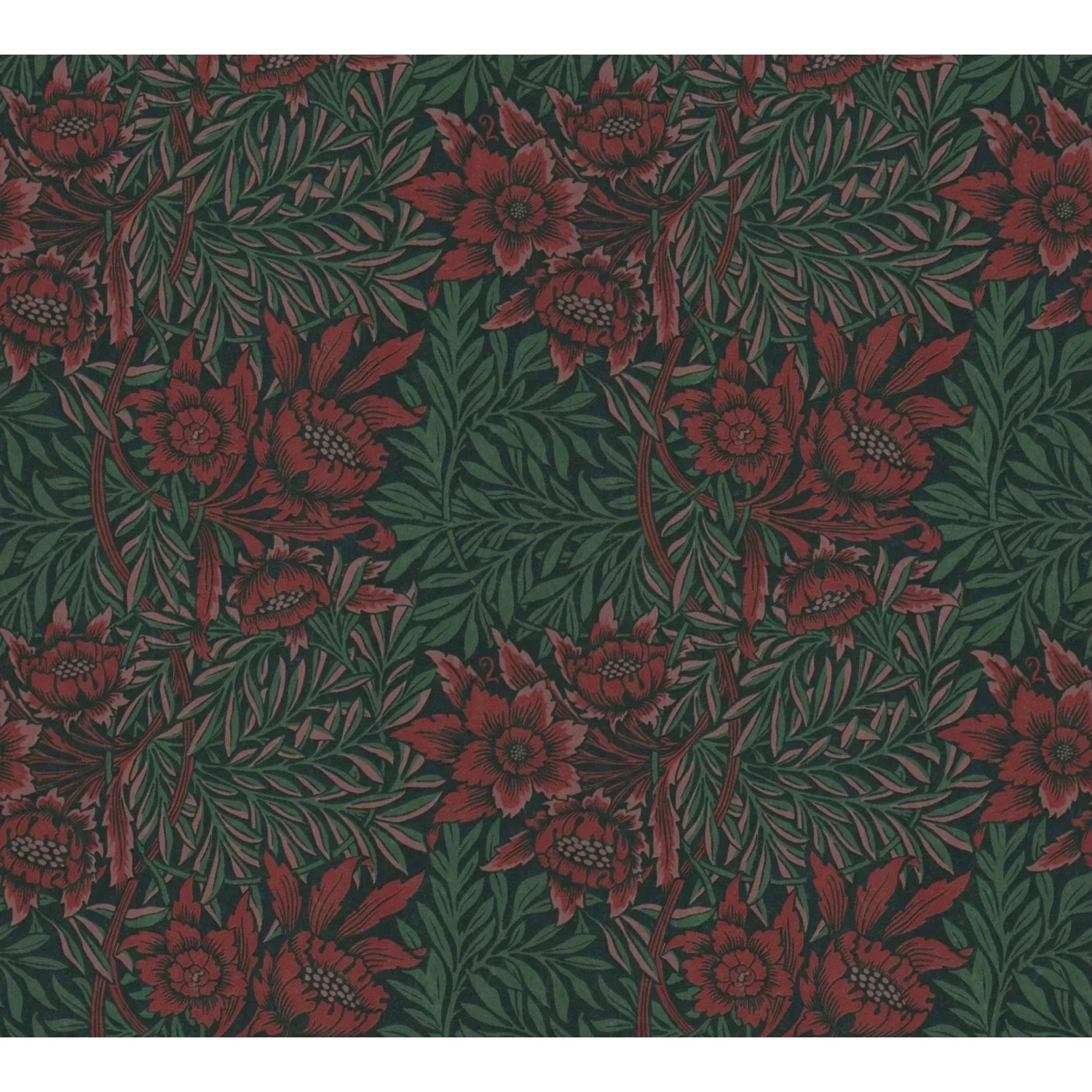 Bricoflor Gründerzeit Tapete Mit Blumen Dunkelgrün Rot Elegante Vliestapete Floral Art Déco Blumentapete Ideal Für Schlafzimmer