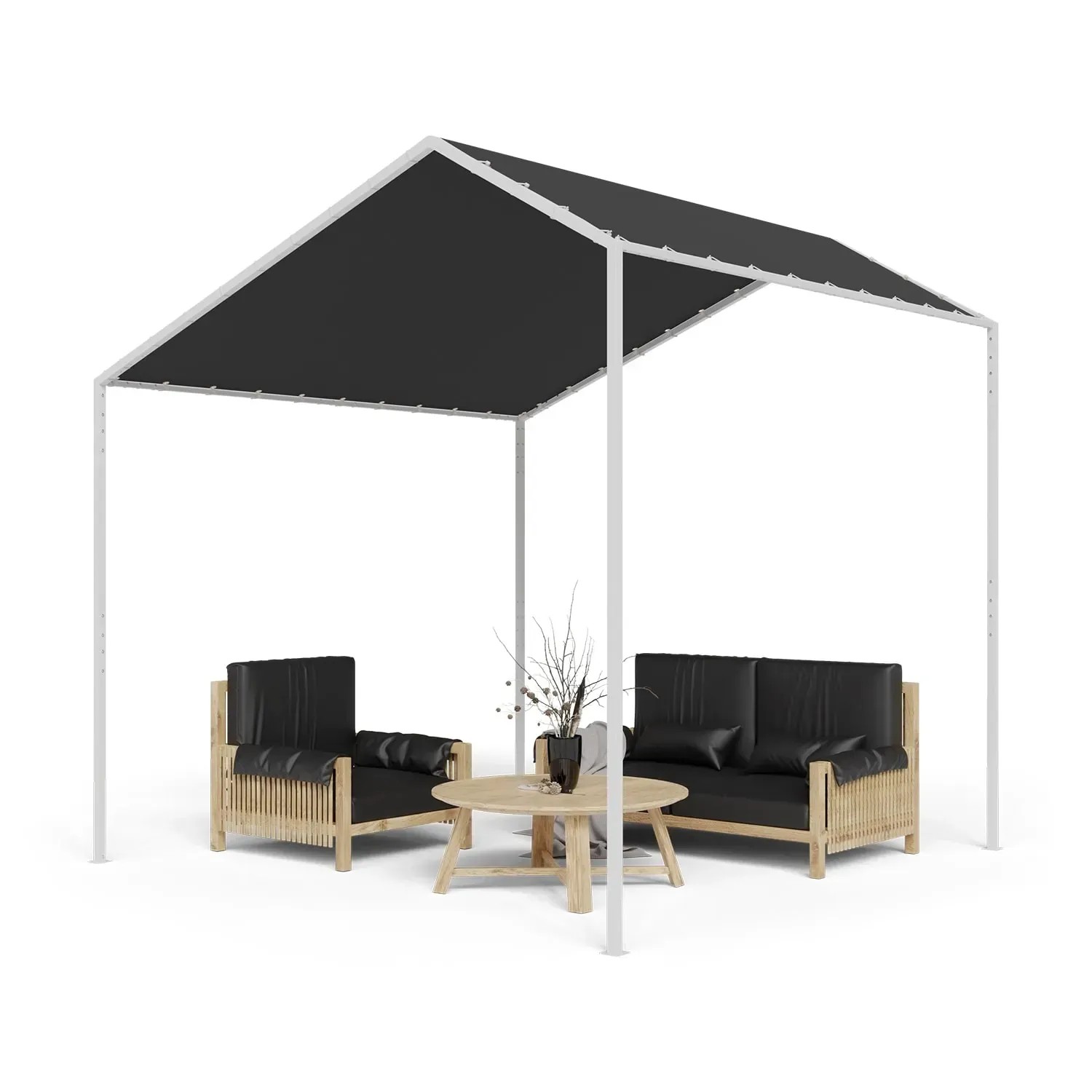 Blumfeldt La Rochelle Gazebo Schrägdach UV 50+ Aluminium Polyester Dunkelgrau