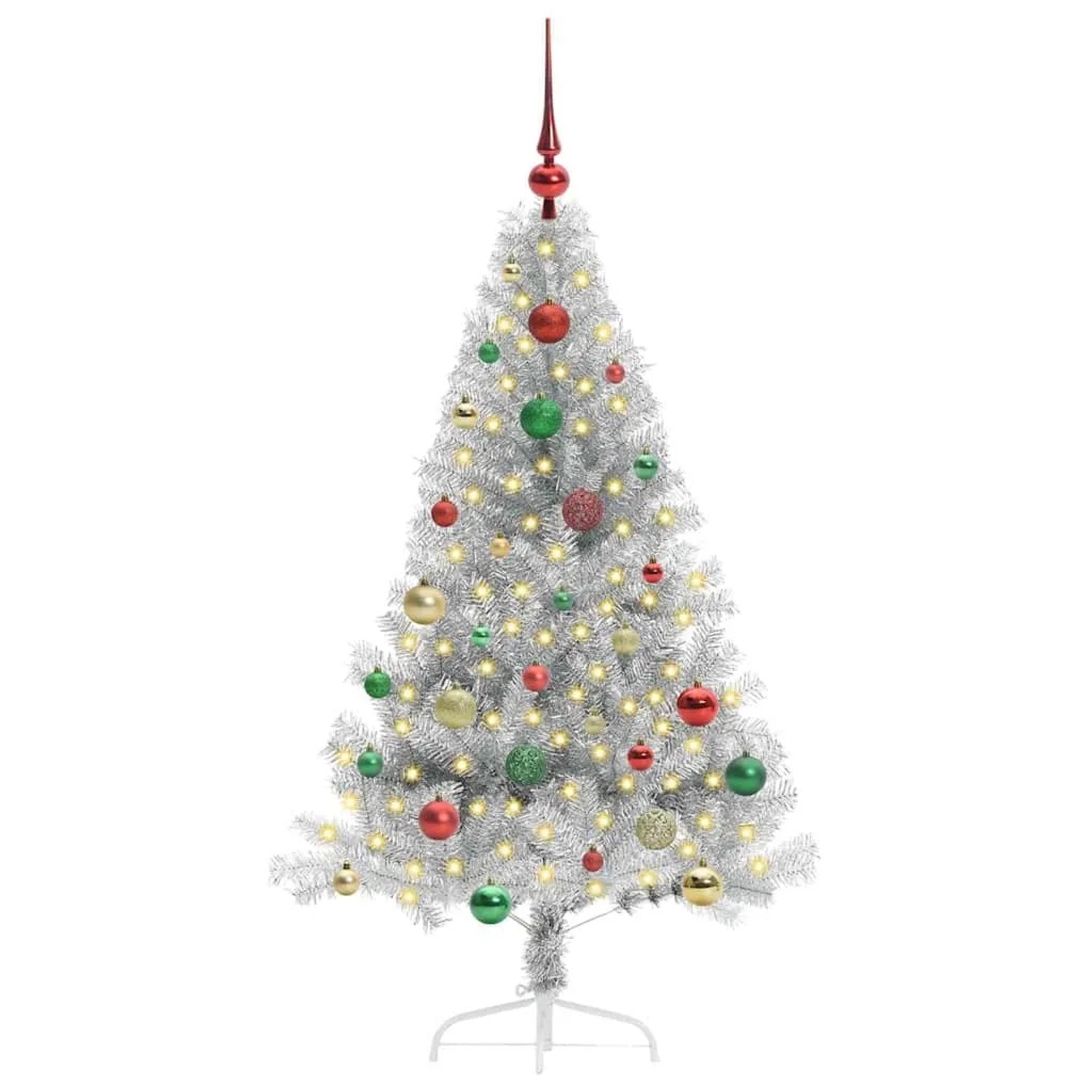 vidaXL Künstlicher Vorbeleuchteter Weihnachtsbaum Silber 150 cm 3397201