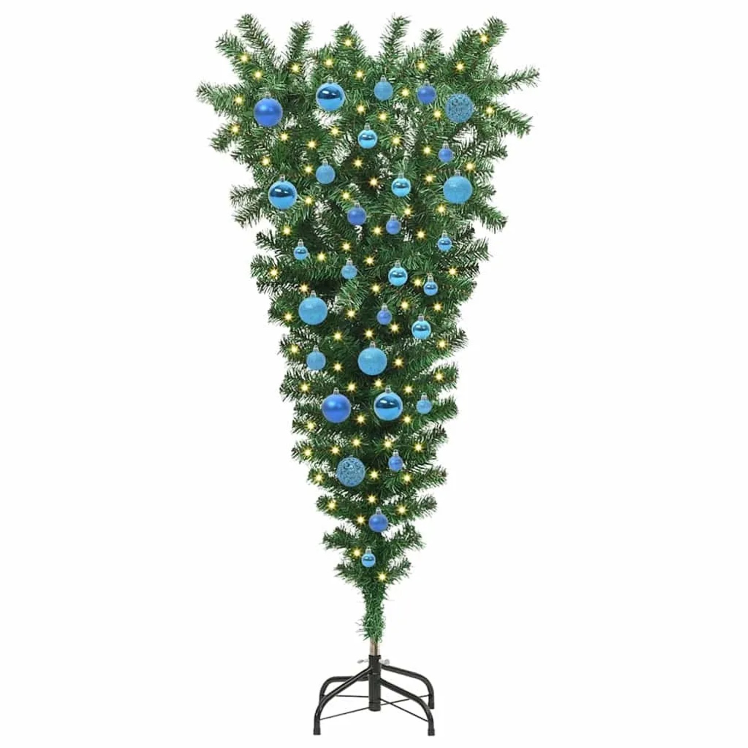 vidaXL Umgedrehter Kunst Weihnachtsbaum mit Kugelset Grün 150 cm PVC 3396858