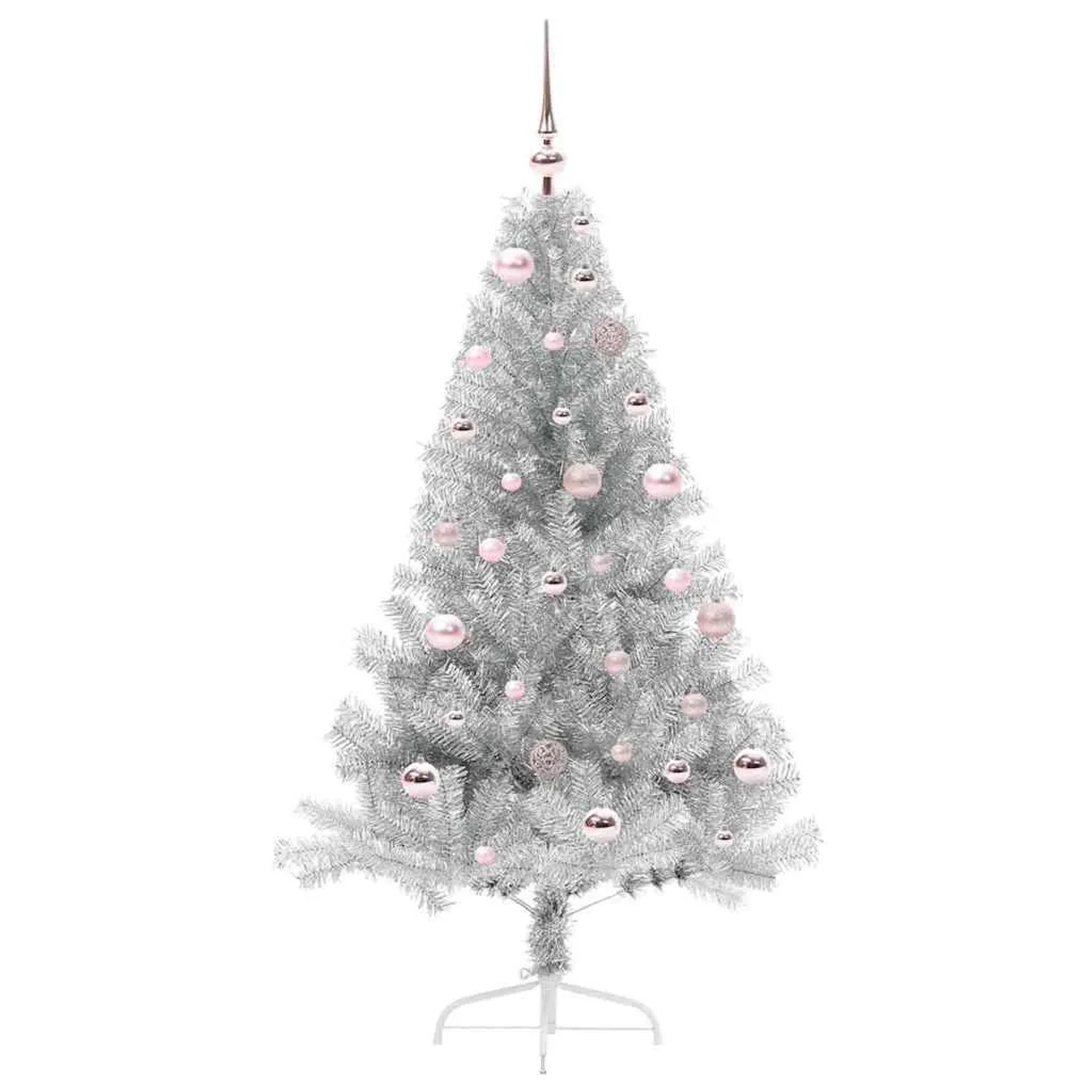 vidaXL Künstlicher Vorbeleuchteter Weihnachtsbaum Silber 150 cm 3397195