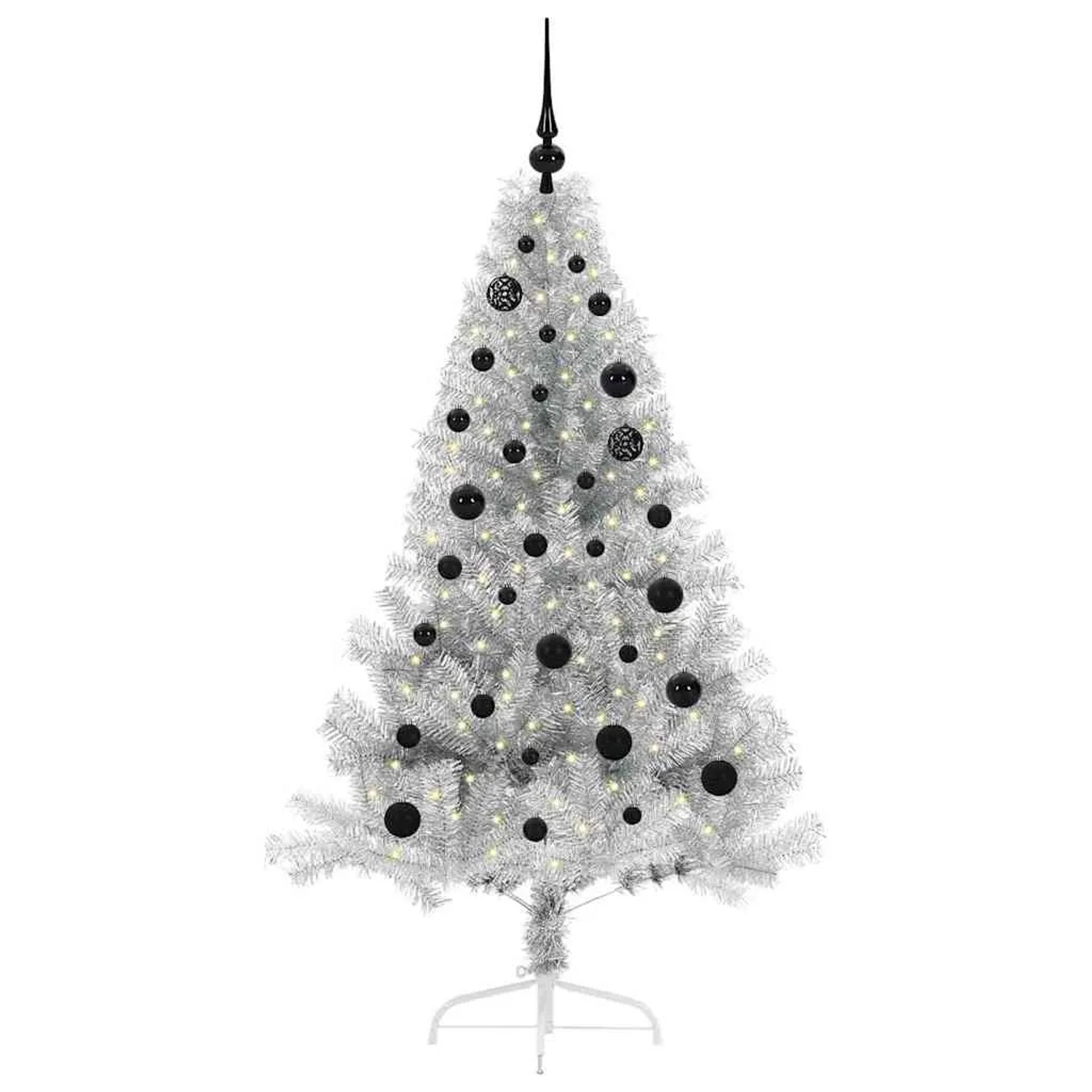 vidaXL Künstlicher Vorbeleuchteter Weihnachtsbaum Silber 150 cm 3397194