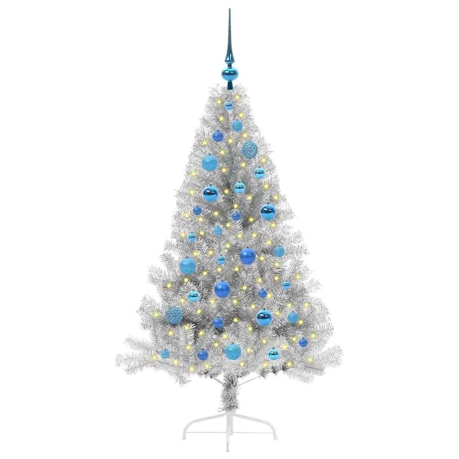 vidaXL Künstlicher Vorbeleuchteter Weihnachtsbaum Silber 150 cm 3397200