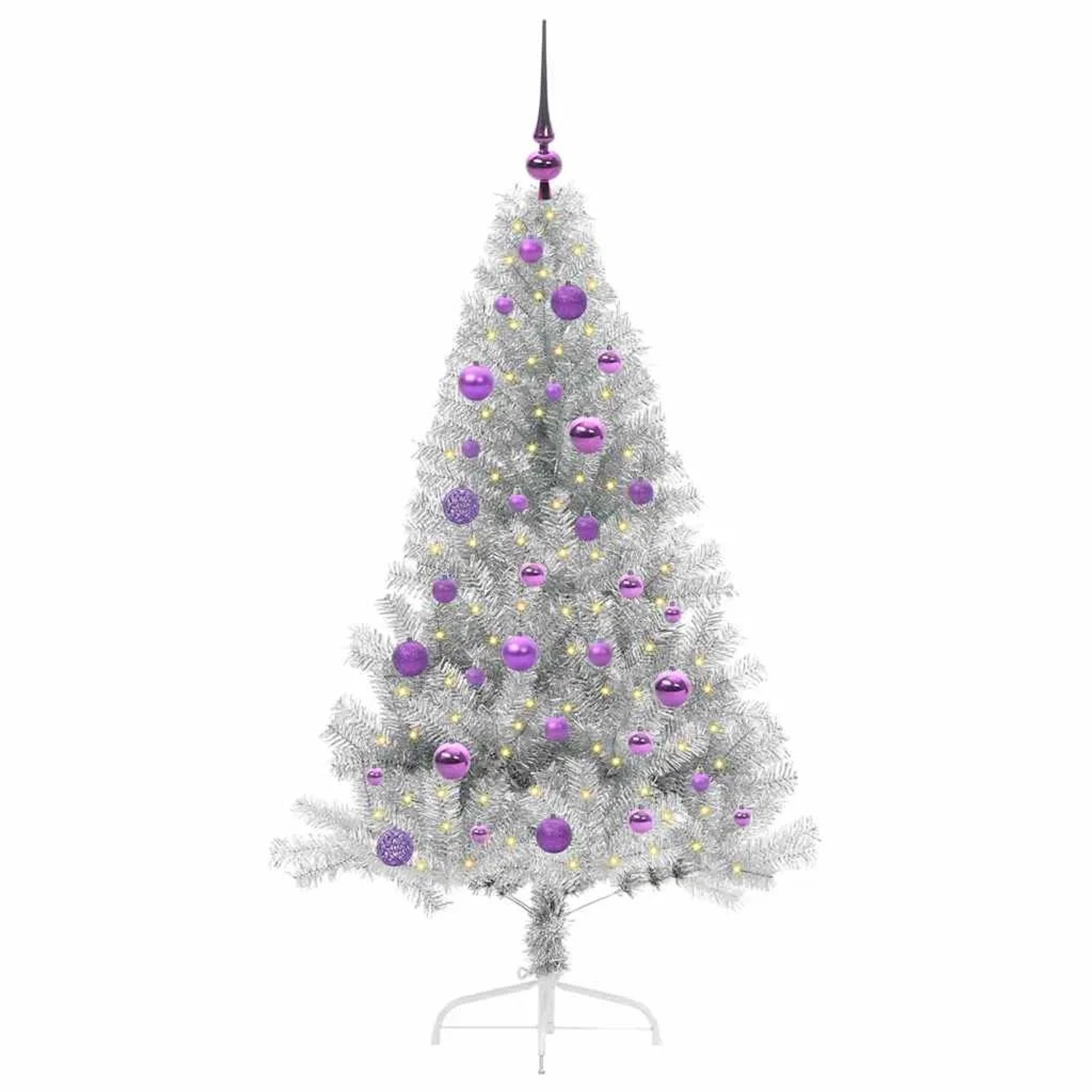 vidaXL Künstlicher Vorbeleuchteter Weihnachtsbaum Silber 150 cm 3397199
