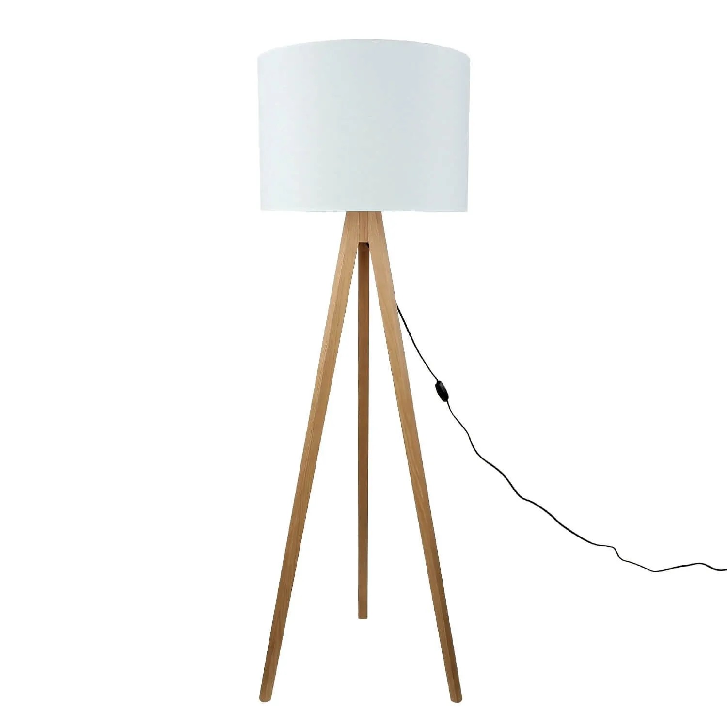 Licht-Erlebnisse Stehleuchte Dreibein 145 cm Stoff Holz E27 Skandinavisch