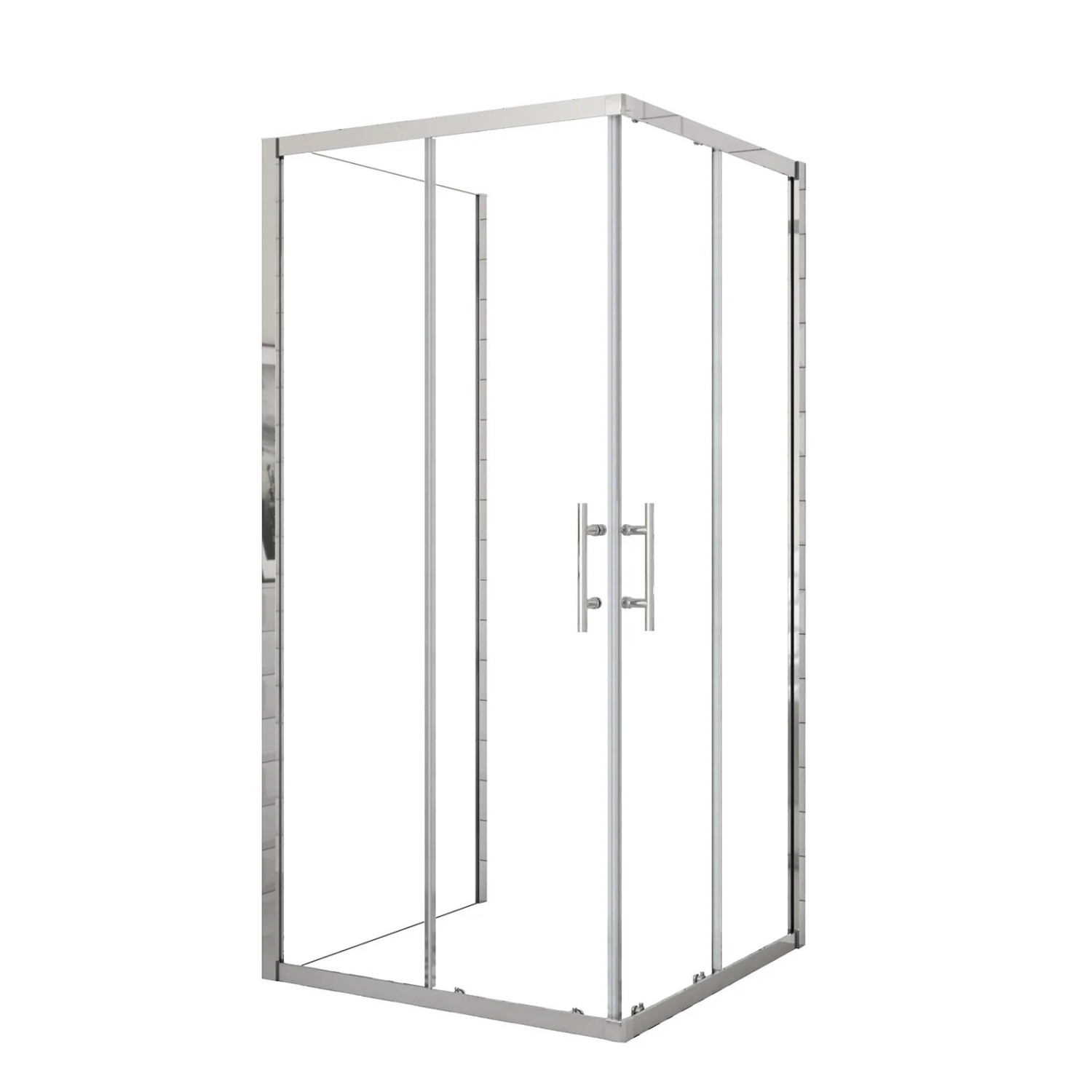 AICA U-Form Duschkabine Schiebetür 76cm x Schiebetür 90cm x Seitenwand 90cm Eckeinstieg Duschabtrennung 5mm ESG Sicherheitsklarglas Höhe 185cm