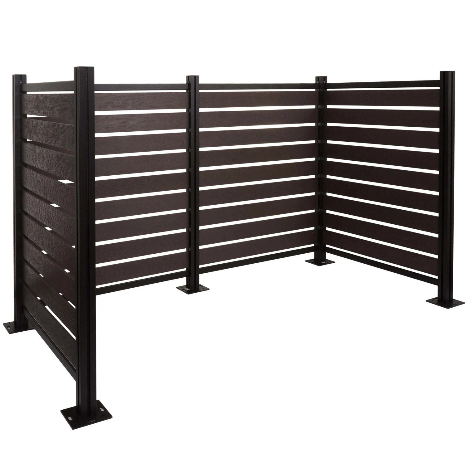 PROREGAL Alu Mülltonnen-Zaun HxBxT 130x206x110cm Mülltonnenverkleidung Anthrazit Holzoptik Erweiterbar