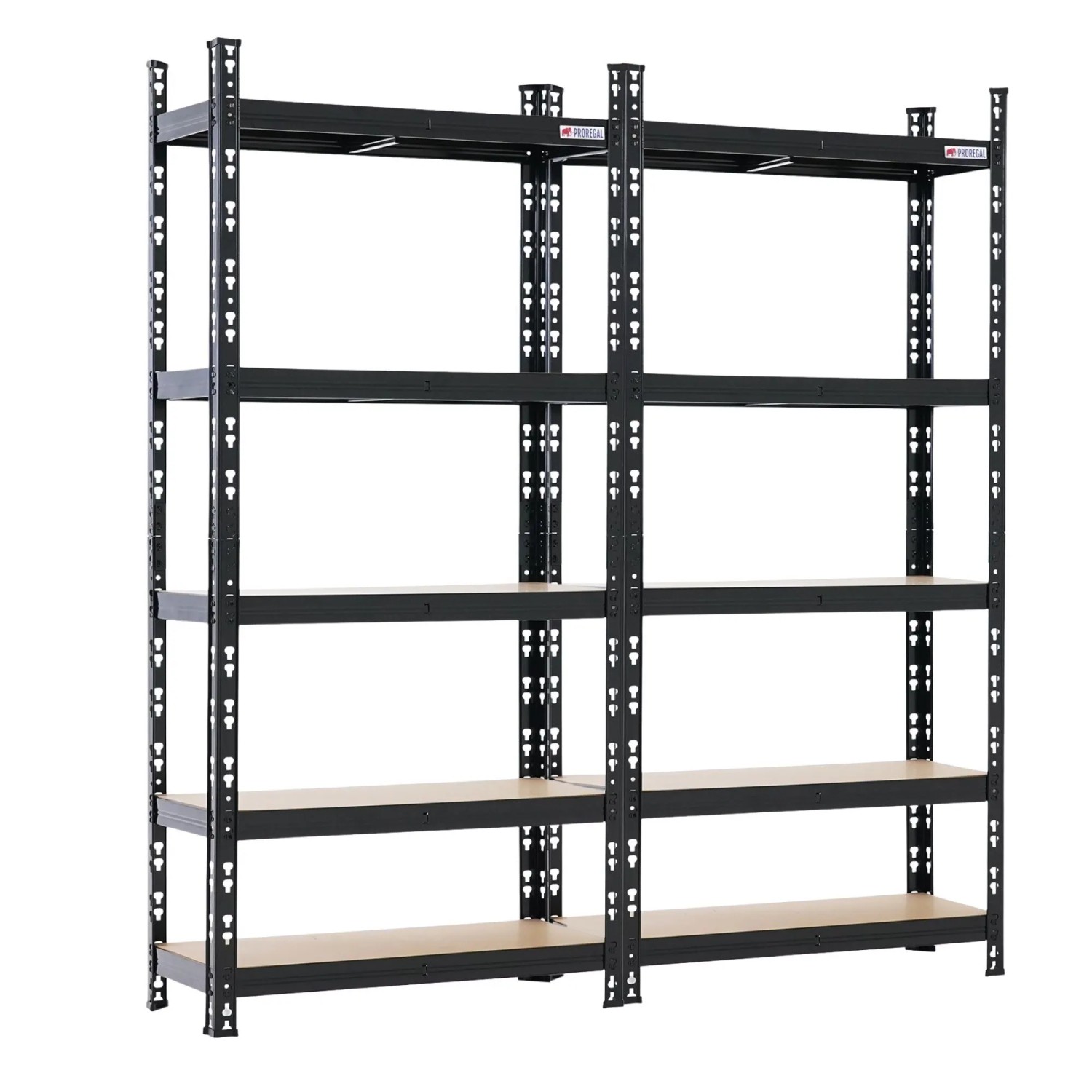 PROREGAL Mega Deal 2x Schwerlastregal HERMES Schwarz 150x70x30 cm 4 MDF-Platten-Ebenen 4mm Fachlast 175kg Regalsystem Metallregal